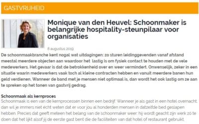 Monique van den Heuvel: Schoonmaker is belangrijke hospitality-steunpilaar voor organisaties